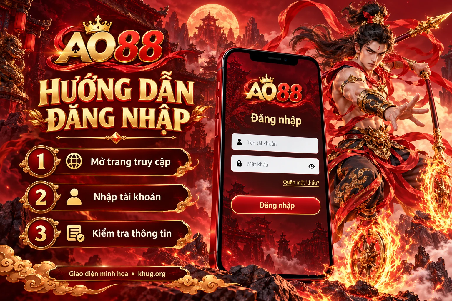 Hướng dẫn đăng nhập — minh họa AO88 Nezha